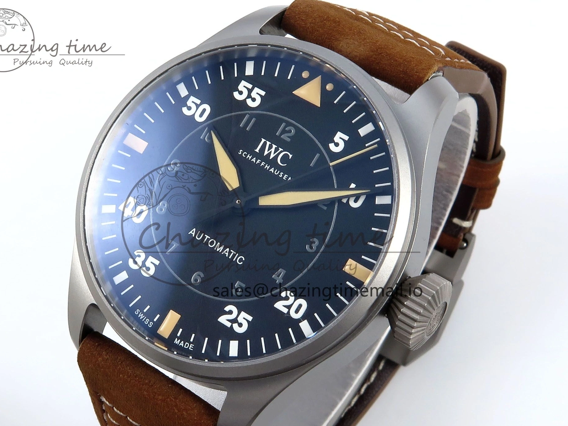 MIROTIME 0130 Big Pilot IW329701 M+F 1:1 Best Edition Black Dial on Brown Leather Strap MY RelaxedFit 7005
